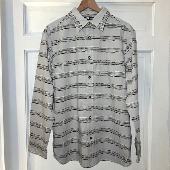 The North Face Aztec Striped Shirt Men's L Gray Long Sleeve Western Button Up - Picture 4 of 8